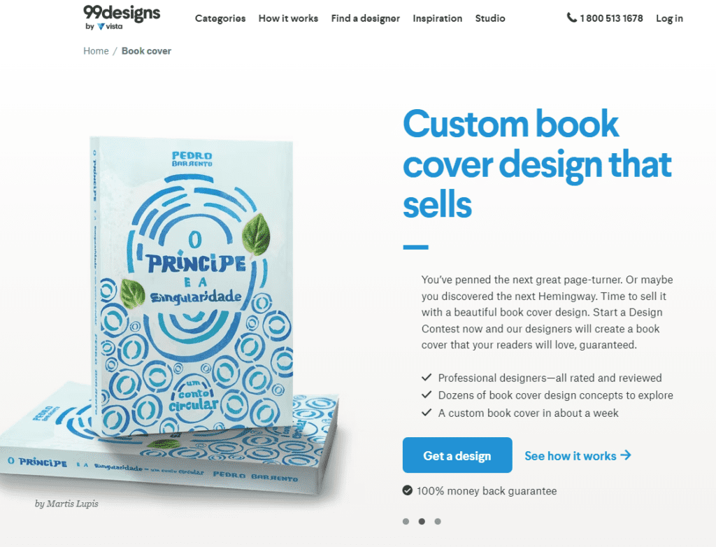 99designs book cover design services homepage