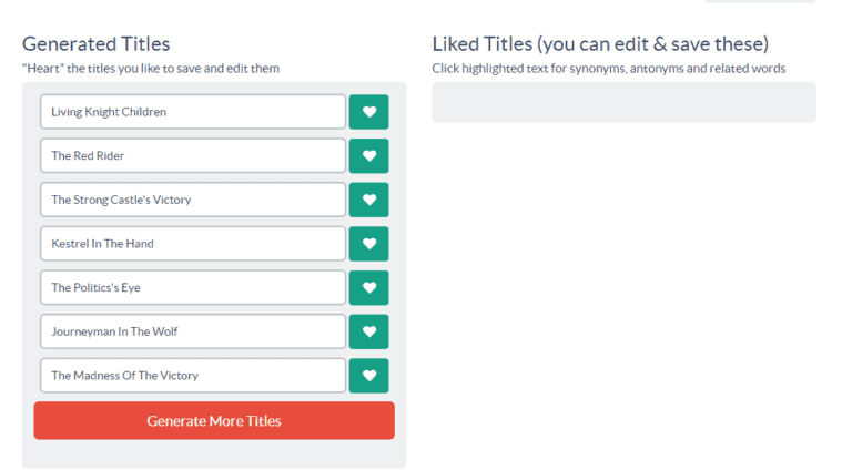Adazing book title generator title results generated automatically with related keywords