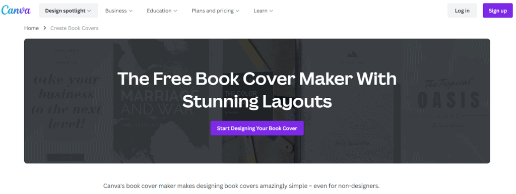 canva cover design tool for book covers