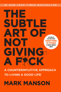 example of a great cover design of the book "the subtle art of not giving a fuck" 