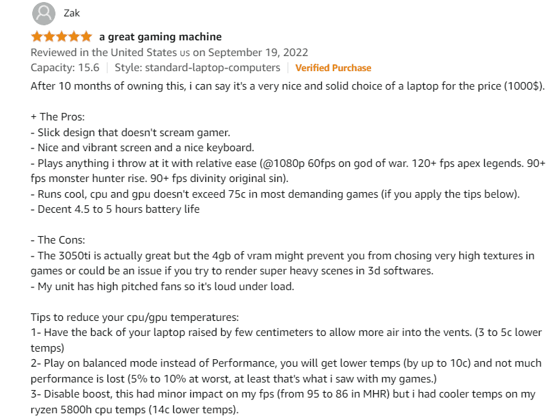 user reviews of Lenovo Legion 5 on Amazon