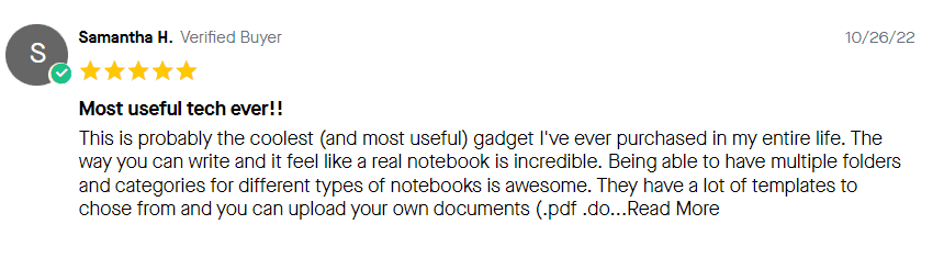 Positive experience by a user on the ReMarkable 2 digital notebook