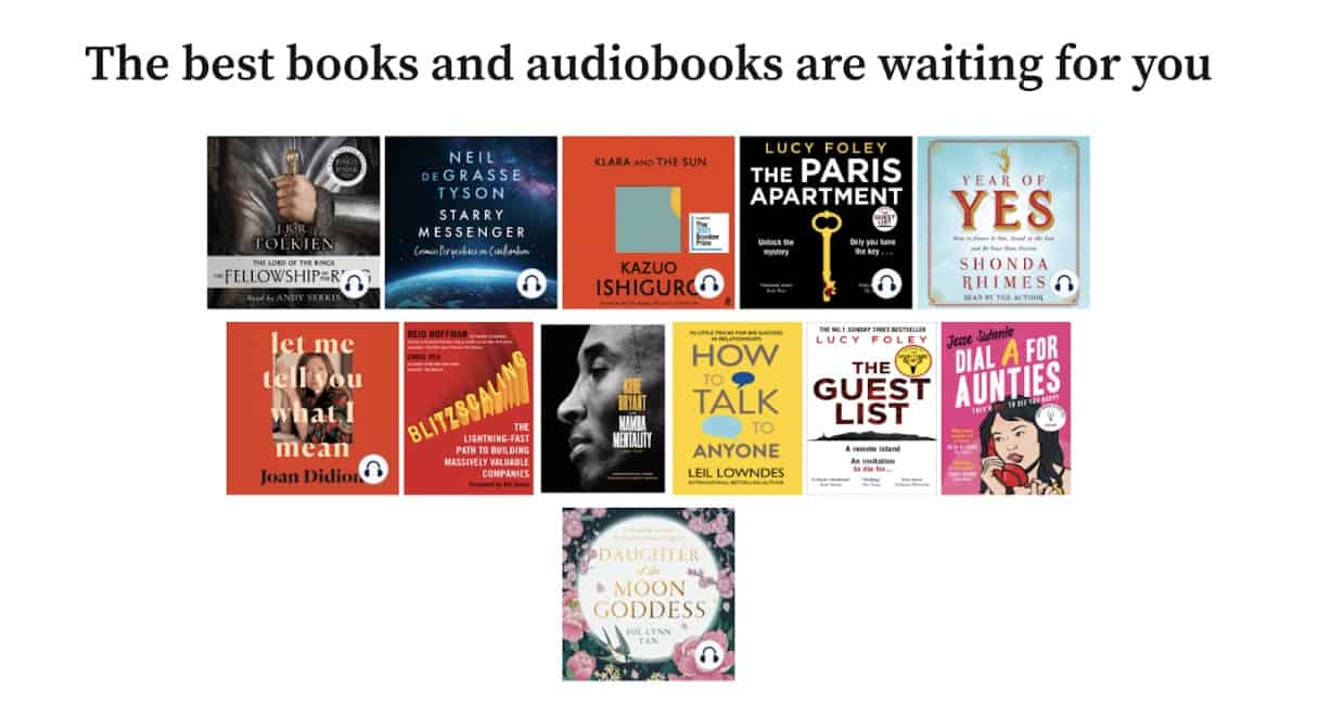 Set of books with different genre we can get from Scribd