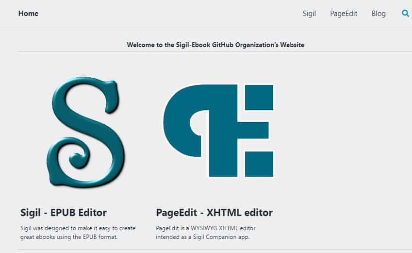 Welcome page of Sigil Tool showing XHTML and EPUB editor
