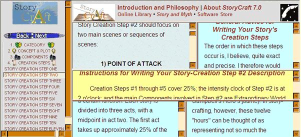 Step by step results output from Story Craft tool using story creation feature