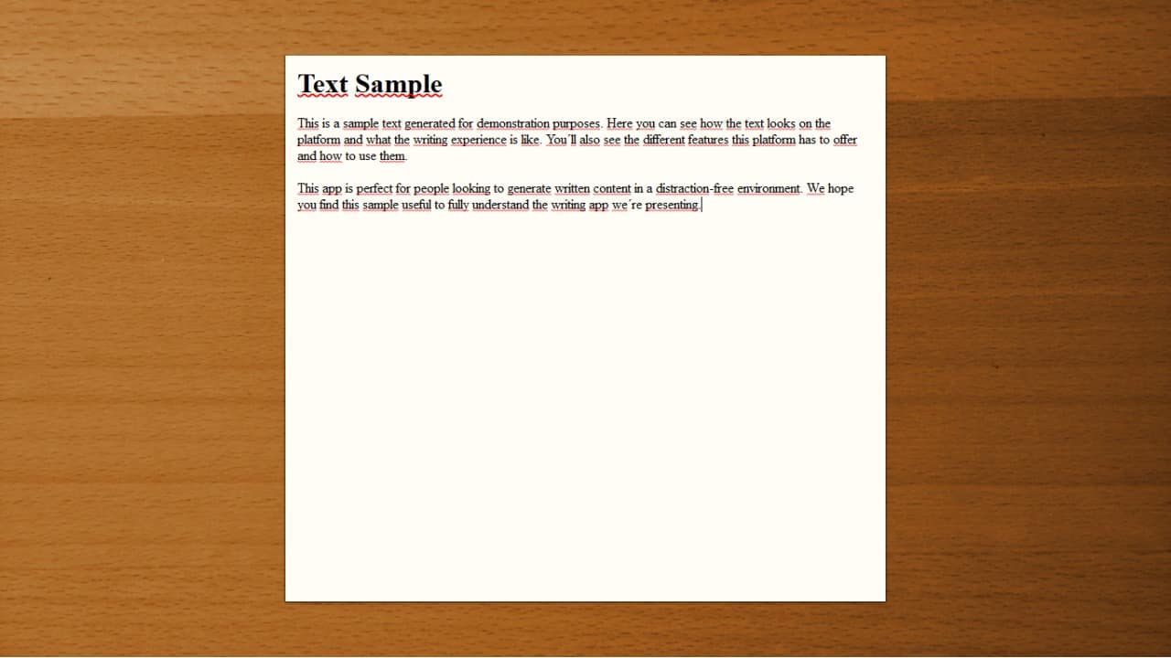 Result output for sample text of FocusWriter software