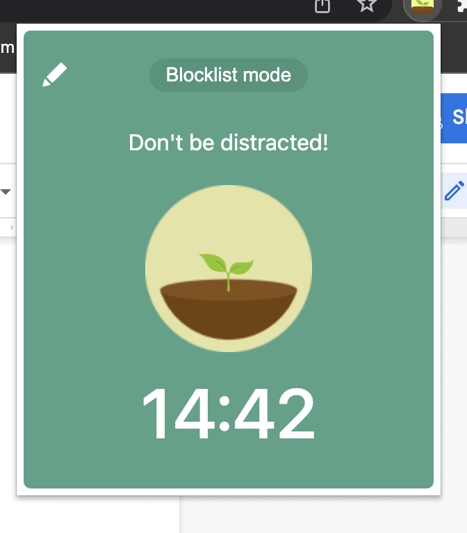 Blocklist mode of Forest app on display with a thought on it 