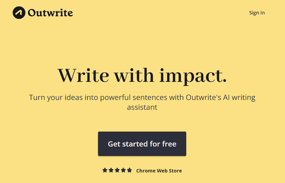 Homepage hero section of Outwrite website platform