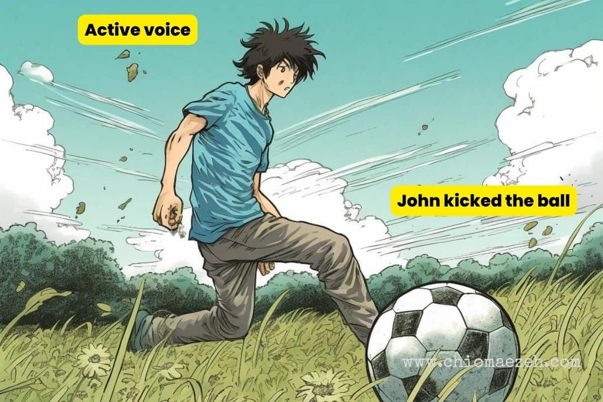 passive voice and active voice - John kicked ball